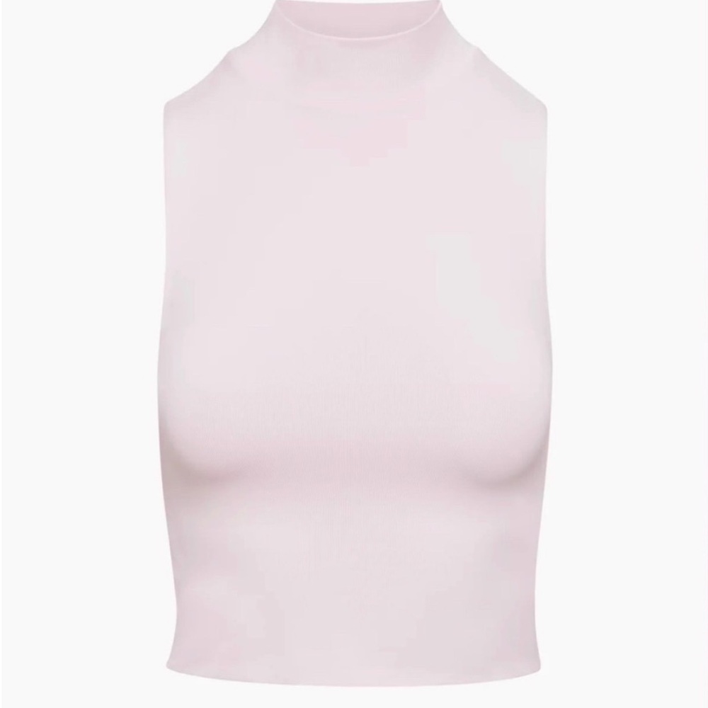nwot Babaton contour mockneck cropped tank S pale baby pink